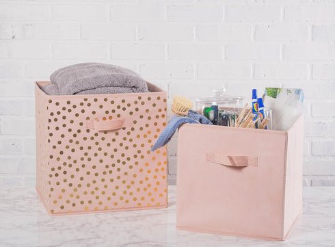 DII Non Woven Fabric Storage Bin Collection Collapsible Organizer Cube, Small Set, 13x13x13", Millennial Pink, 2 Count...