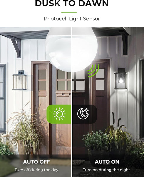LOHAS Dusk to Dawn Sensor Light Bulbs Outdoor, A19 12W(100 Watt Equivalent) LED Bright Porch Lighting, Daylight White 5000K, 1100LM, Auto-On/Off, ...