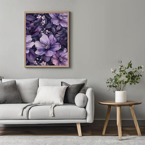 Posterizer 1 pcs-bright purple flowers-pretty soft aethetic-Floral & Botanical Art-Abstract & Modern Art-Decor for Home & Office- UNFRAMED Wall Ar...