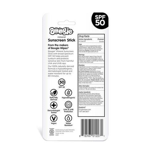 Baby Sunscreen Stick by Boogie Block, Mineral Sunscreen SPF 50, FSA/HSA Eligible, Travel Size Sunblock for Kids, Zinc Oxide, Water Resistant, Vega...