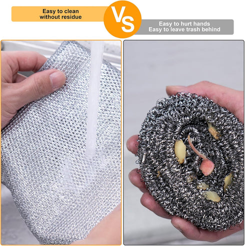 Non Scratch Wire Dishcloth, Multipurpose Wire Dishwashing Rag for Wet and Dry, Multifunctional Dish Rags for Washing Dishes, Reusable Steel Wool S...