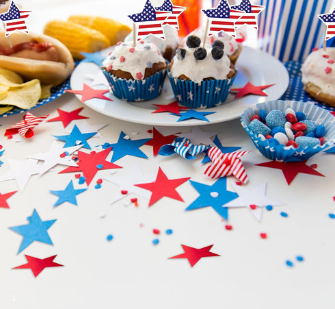 250 American Flag Star Stickers - Patriotic American Flag Star-Shaped Stickers for 4th of July, Memorial Day, and Veteran's Day...