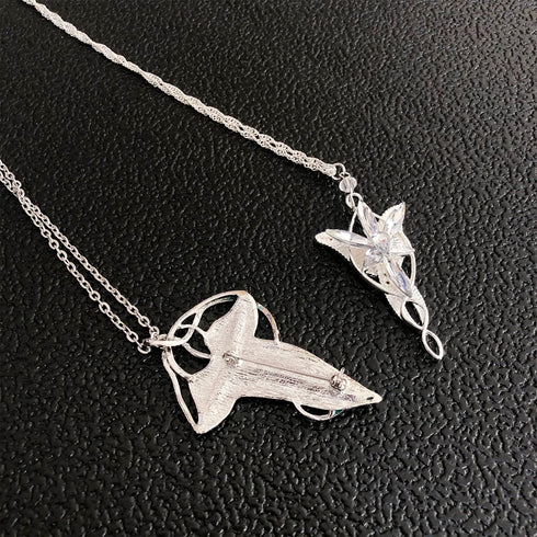 3pcs Arwen Evening Star Butterfly Brooch Lord of The Ring Hobbit Necklace Vintage Green Leaf Elven Pin Brooch Pendant Chain Necklace...