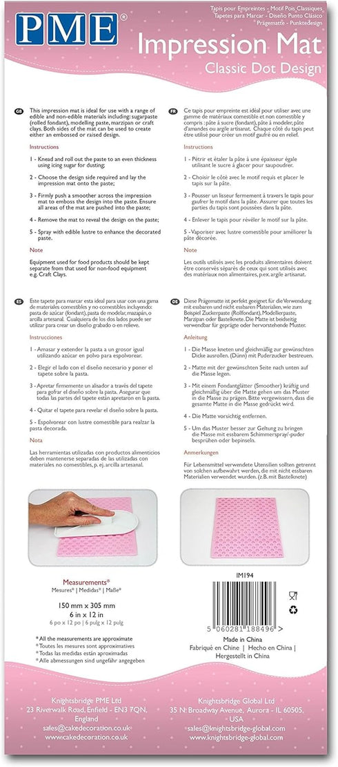 PME Classic Dot Design Impression Mat for Cake Decorating...