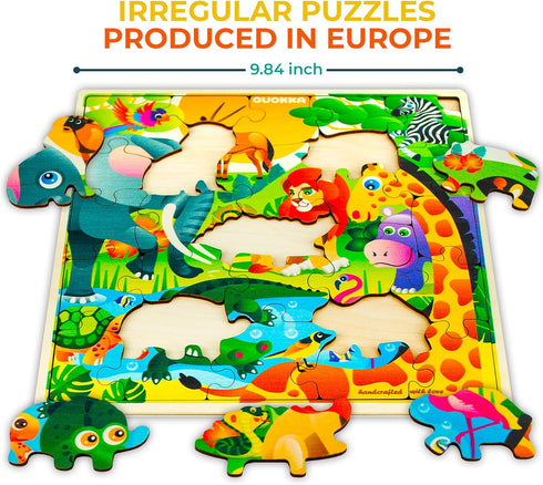 QUOKKA Wooden Africa Puzzles for Kids Ages 3-5 – 28 Pieces Toddlers Kids Puzzles Ages 4-8 Year Olds – Wood Africa Toys for Children 6-8 yo...