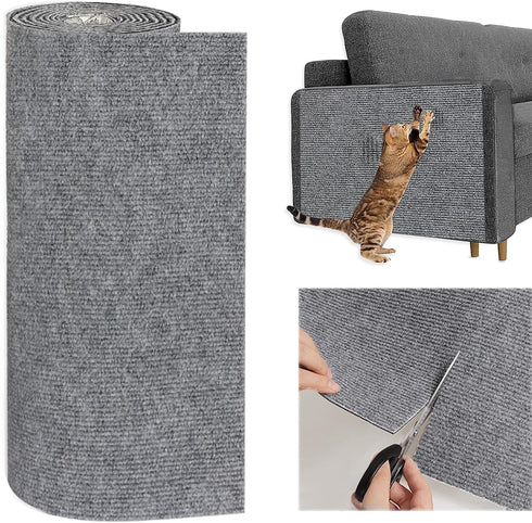 Cat Scratching Mat 78.7"x15.8" Timmable Cat Scratch Furniture Protector, Self-Adhesive Cat Scratching Carpet for Cat Scratch Post, DIY Climbing Ca...