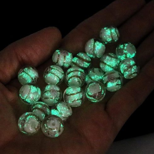 Artsy Crafts 20 Pcs Assorted Glow in The Dark Firefly Beads 12mm European Lampwork Luminous Glass Beads for Jewelry Making Charm Bracelet Necklace...