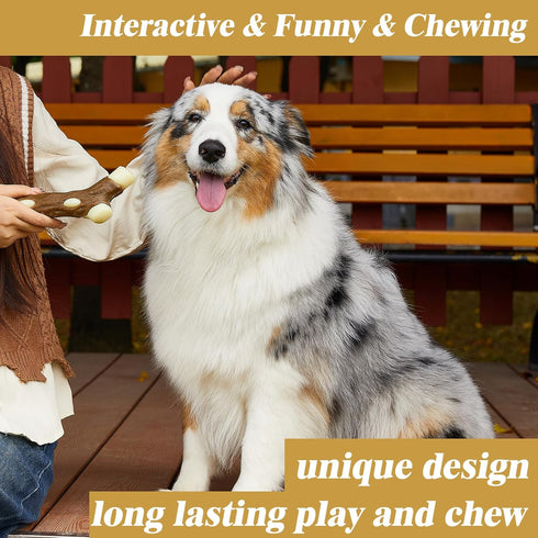 Dog Bones Chew Toys for Aggressive Chewers, 2 Pack Real Beef Flavor,Indestructible Dog Teething Chew Toys for Large/Medium/Small Puppies Breed,Tou...