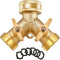 IPOW Garden Hose Splitter 2 Way Heavy Duty with Upgraded Handles, Solid Brass Water Faucet Y Splitter Hose Bib Splitter Connector Adapter with Com...