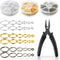 Split Rings Kit, 2070 PCS Double Loops Split Jump Ring with Split Ring Pliers, Mini Metal Ring Connectors 4mm to12mm for Jewelry Making and DIY Cr...