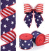2 Rolls Patriotic Wired Edge Ribbon Stars and Stripes Reversible Ribbons Red White Blue Decorative Ribbon for 4th of July Memorial Day Bow Wreath ...