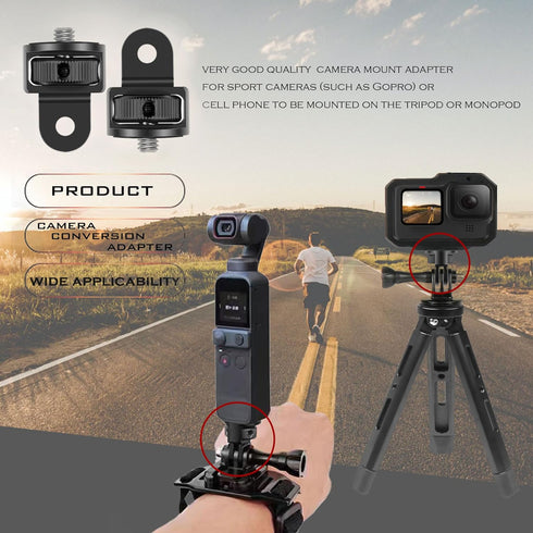 Tripod Mount Adapter,Aluminum Mount Adapter ,2pcs ¼-20 Conversion Adapter for Tripod Adapter Mount ,Suitable for GoPro Hero/ Insta360 X3/ Sjcam/Ac...