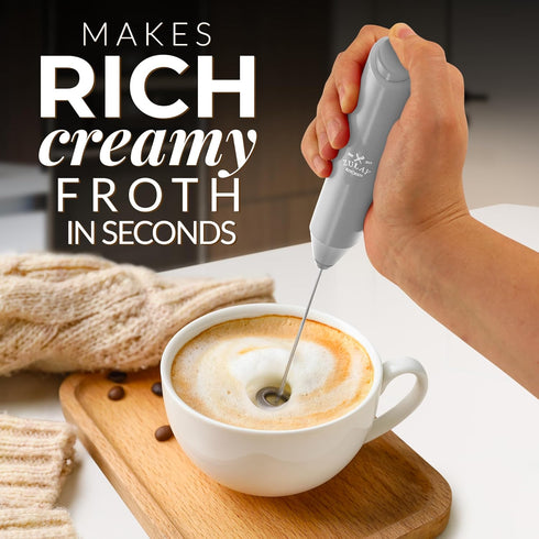 Zulay Kitchen Duracell Powered Milk Frother Handheld Foam Maker - Whisk Drink Mixer for Coffee, Latte, Matcha, Cappuccino - Mini Foamer by Milk Bo...