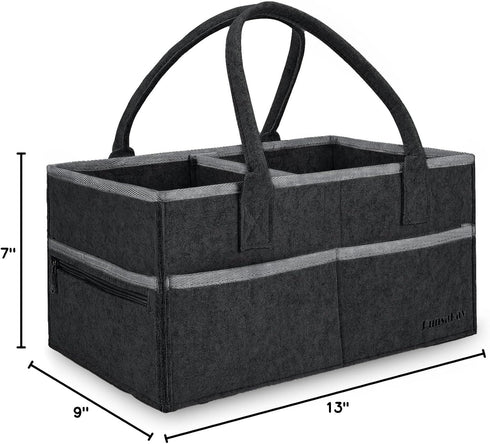 Baby Co. Diaper Caddy, Black, 36 x 22 x 18cm, Car Organizer for Diapers and Wipes, Changing Table Baby Diaper Storage, Gift for Newborns...
