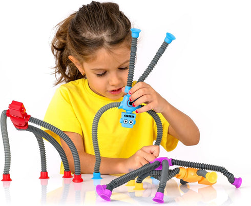 nutty toys Sensory Robot Toys 4pk - Top Pop Tubes Fidget Toy 2024 for ADHD Autism Ages 3 4 5 6 7 8 9 10, Best Kids Travel Toy Gifts Idea, Unique C...