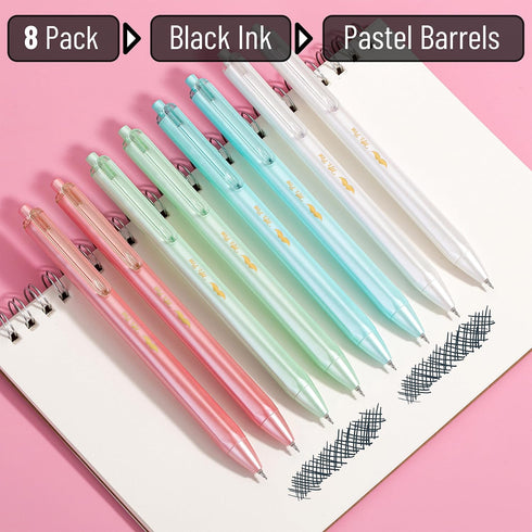 Mr. Pen- Retractable Gel Pens, 8 Pack, Black Ink Gel Pens, Pastel Barrels, Fast Dry, Gel Pens Fine Point 0.5mm, Retractable Pens, Cute Pens, Gel I...