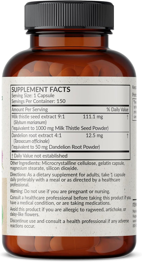 Futurebiotics Milk Thistle Silymarin Marianum & Dandelion Root Liver Health Support, Antioxidant Support, Detox, 150 Capsules...
