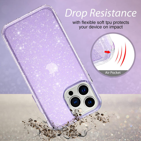 Coolwee Clear Glitter Compatible iPhone 13 Pro Case Slim Protective Phone Cover Shiny Sparkle Women Girls Compatible with iPhone 13 Pro 6.1 inch S...