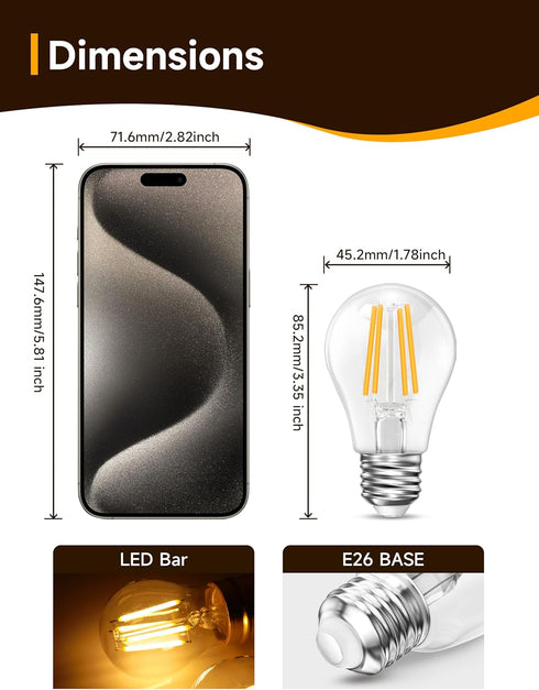 E26 Edison Light Bulb 40 Watt Equivalent, A15 Dimmable LED Light Bulbs, 5W LED Filament Light Bulb, Warm White 2700K, 500LM Ceiling Fan Light Bulb...