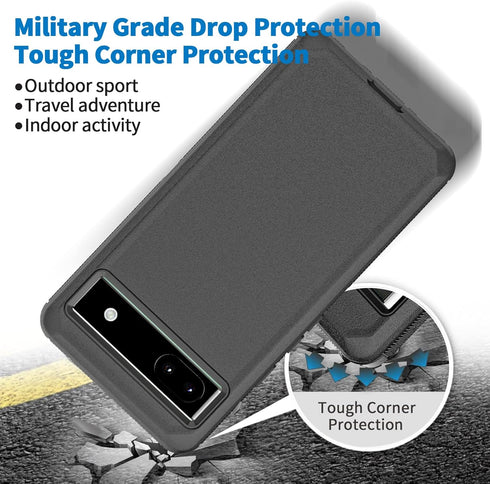Anloes Case for Google Pixel 6a 5G, Pixel 6a Phone Case Heavy Duty Shockproof Dustproof Rugged Defender Protective, 3 in 1 Bumper Cover for Google...