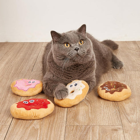 Red Interactive Dog Toys Interactive Donut Plush Toy Bite Resistant Fun Squeaky Sound Toys Relieve Stress Dog Accessory Dog Toys Funny Dog Squeak ...