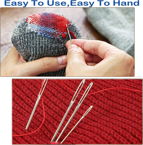 Orrdice 18+1PCS Large Eye Blunt Needles, Stainless Steel Yarn Knitting Needles, Sewing Needles, Crafting Knitting Weaving Stringing Needles,Perfec...