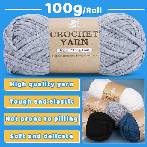 Tape Yarn for Crocheting, T-Shirt Yarn, 100g Fabric Yarn, Flat Crochet Yarn, Yarn for Crocheting, Beginner Yarn, Crochet Yarn for Crocheting, for ...