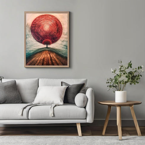Posterizer 1 pcs-surrealism serene scene in alien planet with red sun 2-Abstract & Modern Art-Landscape & Nature Art-Gift for Men Women Entreprene...