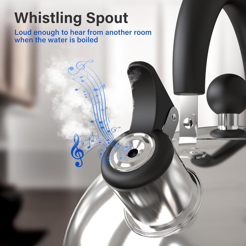 YSSOA Stainless Steel Whisting Tea Ketle, 3.17 Quart, Teapot for Stove top with Wide Mouth, Easy Pouring Spout and Ergonomic Handle, Silver...