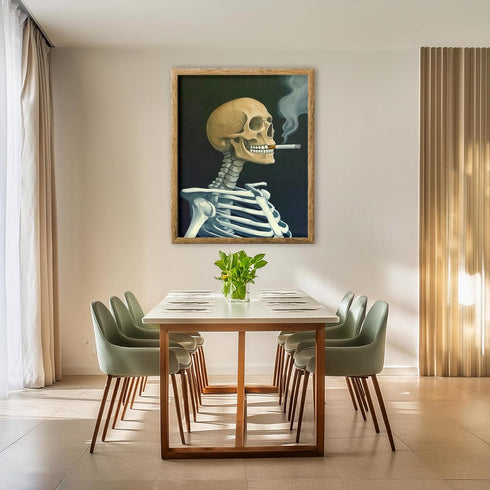 Posterizer 1 pcs-skeleton smoking on the porch-holloween decor 2-Gothic Art- Gift for Men Women Entrepreneur Teens -Living Room Bedroom Decor- unf...