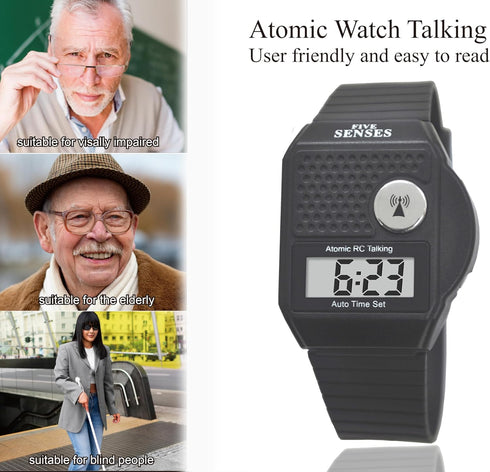 FIVE SENSES - English Atomic Talking Watch, Easy to use for Seniors Blind Men Women, Loud Talking Watch with Sound for Vision Impaired, Watches fo...