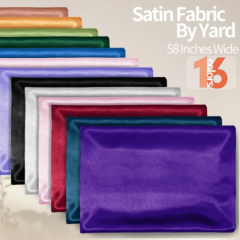 Homiest Purple Satin Fabric by The Yard, 1 Yard x 58 Inch Charmeuse Satin Fabric Silky & Shiny Cloth Fabric, Smooth Bridal Satin Fabric for Weddin...
