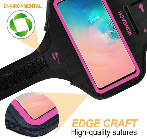 Armband for Samsung Galaxy S25+/S24+/S23+/S22+/S20+/S10+/S9+/S8+, Running Exercise Gym Bag with Key Holder and Card Slot (Pink)...