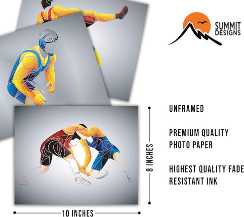 Summit Designs Wrestling Wall Art Set of 3 (8x10) Unframed Prints – Motivational Sports Decor for Boys’ Bedrooms, Game Rooms, and Home Gyms – Wres...