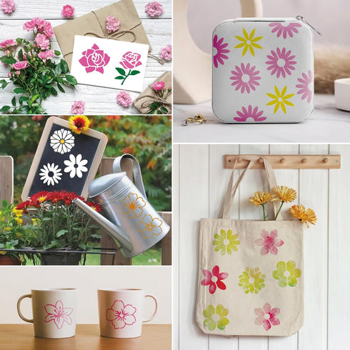 70pcs Small Flower Stencils for Painting on Wood Tiny Nature Leaf Stencils and Patterns Leaves Vine Stencil Floral Template Paint Stencils on Art ...