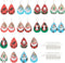 SUNNYCLUE 1 Box DIY 8 Pairs Christmas Faux Leather Earrings 2 Layered Xmas Leather Pendants Faux Leather Teardrop Long Dangle Earrings & Earring H...