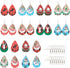 SUNNYCLUE 1 Box DIY 8 Pairs Christmas Faux Leather Earrings 2 Layered Xmas Leather Pendants Faux Leather Teardrop Long Dangle Earrings & Earring H...