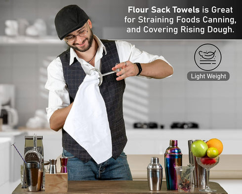 RUVANTI Flour Sack Towels 6 Pack 28x28 Inch, 100% Cotton Tea Towel, Reusable, Machine Washable, Absorbent BarTowels - Dish Cloth Perfect for Dryin...