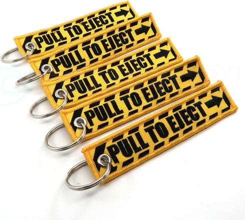 PULL TO EJECT Key Chain - Yellow/Black - 5pcs...
