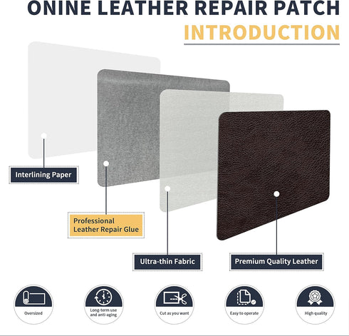 ONine Repair ?Leather Repair Tape, 12 x 48 inches Leather Repair for Furniture,Vinyl Repair Kit? Couch Patch?for Sofas, Furniture, Car Seats(Dark ...