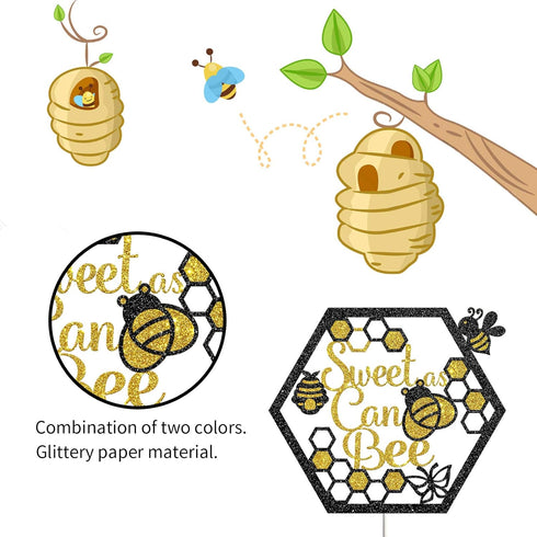 Sweet As Can Bee Sign Cake Topper, Happy Birthday Party Decor, Bumble Bee Honey, Baby Shower, Mommy to Be, Gender Reveal, Engagement Party Decorat...