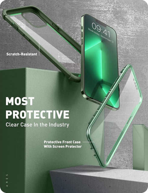 i-Blason Ares Case for iPhone 13 Pro 6.1 inch (2021 Release), Dual Layer Rugged Clear Bumper Case with Built-in Screen Protector (Green)...