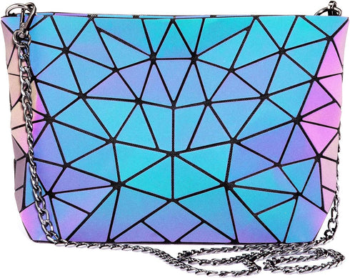 LOVEVOOK Geometric Luminous Purses and Handbags for Women Holographic Reflective Crossbody Bag Wallet...