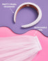xo, Fetti Bachelorette Party Decorations Pearl Headband with Detachable Veil | White Headpiece Bridal Shower Gift, Bridesmaid Favors...