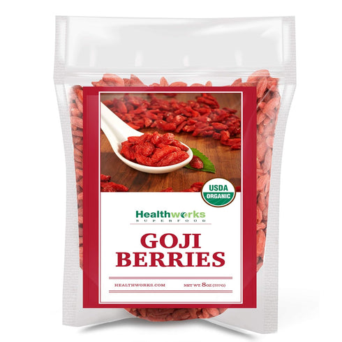 Healthworks Superfoods Organic Dried Goji Berries - 8 Oz - 1 Pack - Vegan and Non-GMO -Certified Organic Raw Sun-Dried Goji Berries...