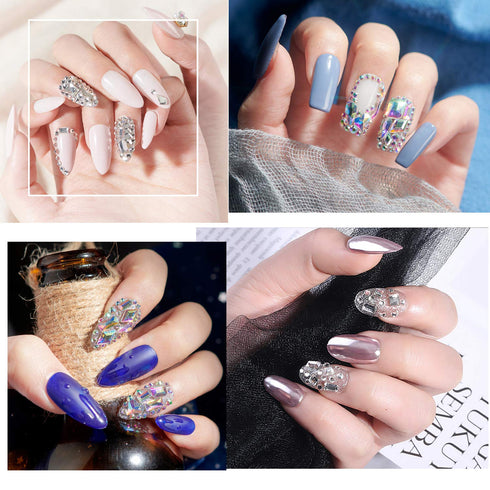 AD Beads 4300 Pieces Flat Back Nail Art Rhinestones Round Beads 6 Sizes (2-6.5mm) with Storage Organizer Box,Rhinestones Picking Pen for Nail Art ...