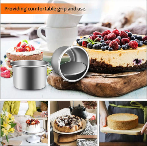 HOMSFOU 2 Inch Cake Pan Set of 4 Aluminum Alloy Round Cake Baking Pans Small Cake Pans for Cupcake Brownies Souffle Pie Muffins Cheesecake...