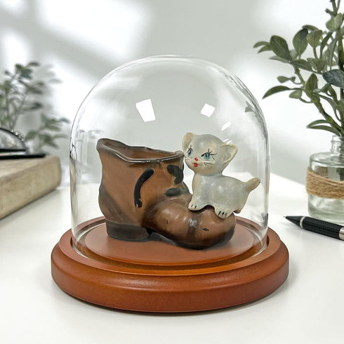 Plymor 4" x 4" Glass Display Dome Cloche (Walnut MDF Base)...