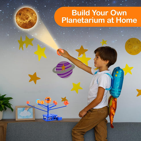 Rotating Solar System Model for Kids - Planets Orbiting Sun Projector - Space Science Kit for Ages 3-5 5-7 8-10, Night-Light Educational Toy...