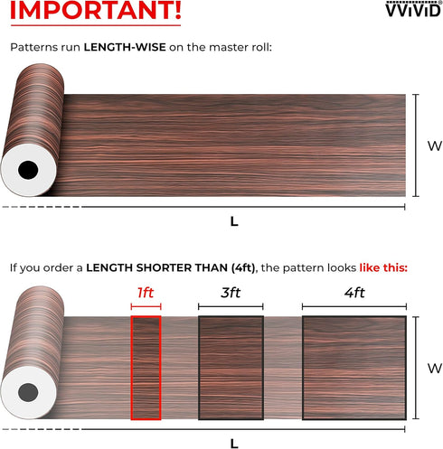 VViViD Red Cedar High Gloss Wood Grain Faux Finish Textured Vinyl Wrap Film for Home Office Furniture DIY Easy to Install No Mess 2ft x 4ft...